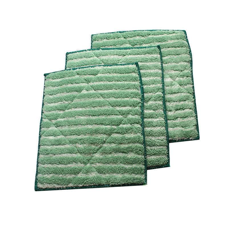 Green polyester kitchen cleaning cloths with striped pattern and quilted texture, suitable for pots and bowls